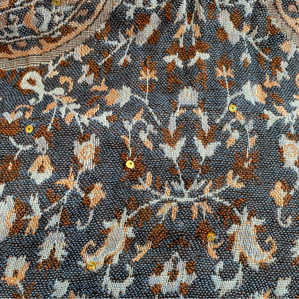 Raj Pashmina Scarf Embroidered Paisley Floral Made In India - Picture 8 of 13